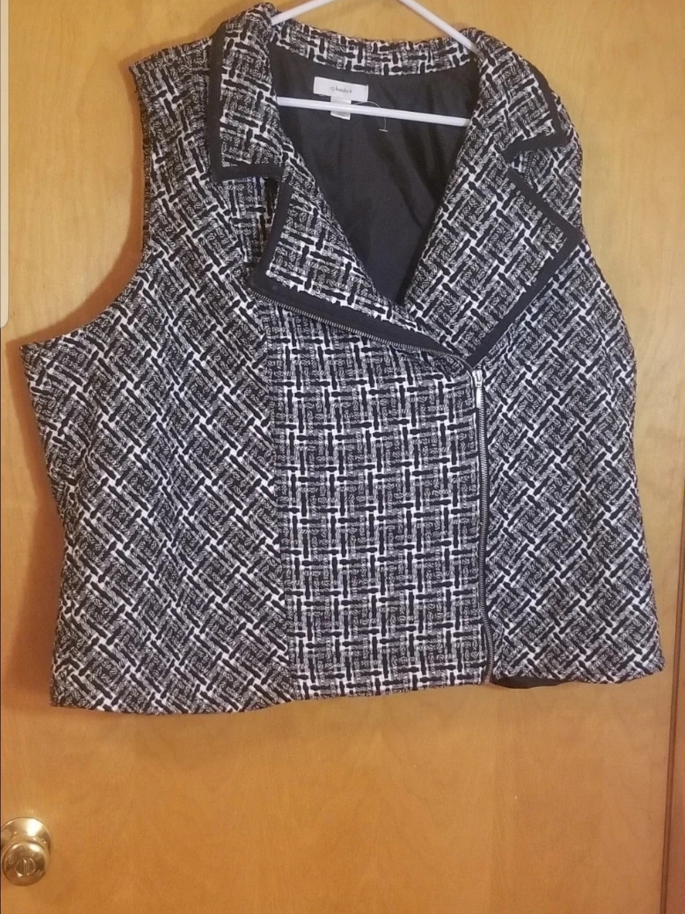Cj Banks Houndstooth Plaid Heavy Duty Zip Tweed Vest Womens Size 3XL